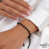 Rose black color cord gold thread bracelet #69328