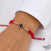 Rose red color cord gold thread bracelet #69347