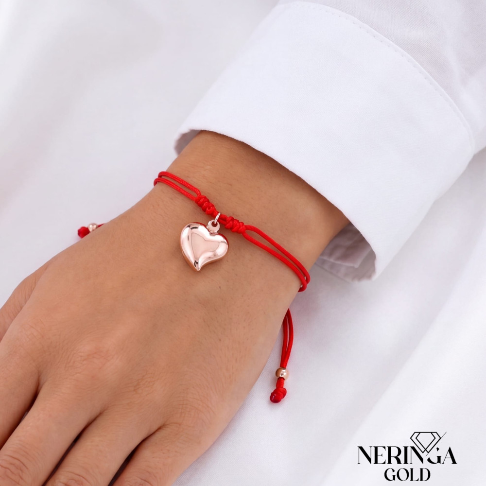 Rose red color cord gold thread bracelet #69356