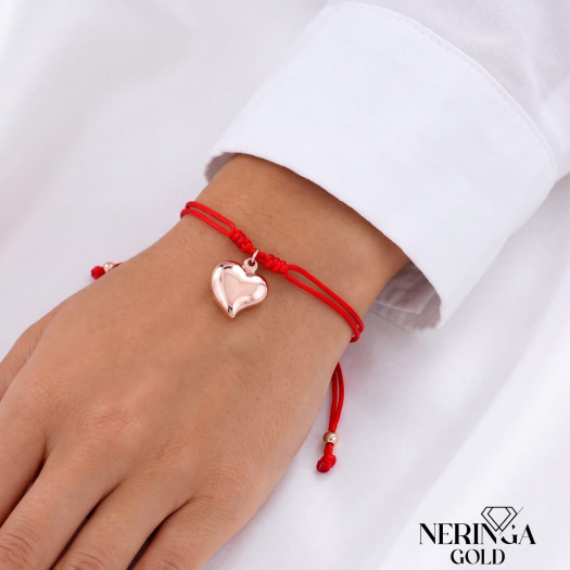 Rose red color cord gold thread bracelet #69361