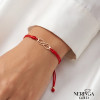 Rose red color cord gold thread bracelet #69384