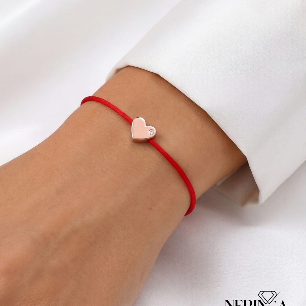 Rose red color cord gold thread bracelet #69400